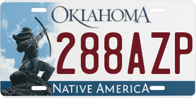 OK license plate 288AZP