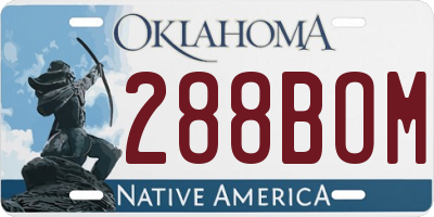 OK license plate 288BOM