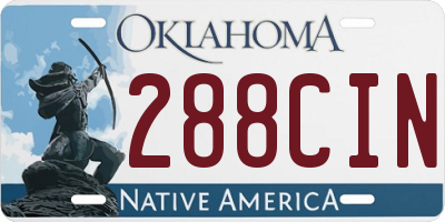 OK license plate 288CIN