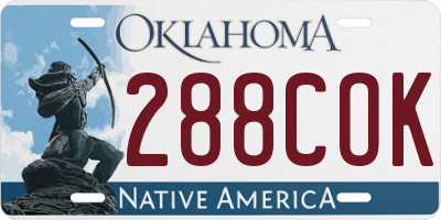 OK license plate 288COK