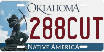 OK license plate 288CUT