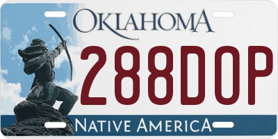 OK license plate 288DOP