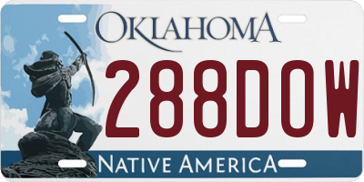 OK license plate 288DOW