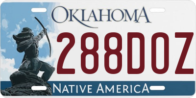 OK license plate 288DOZ
