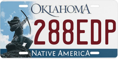 OK license plate 288EDP