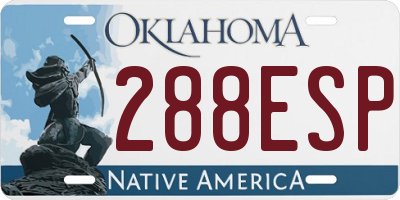 OK license plate 288ESP