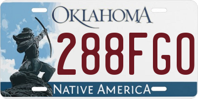 OK license plate 288FGO