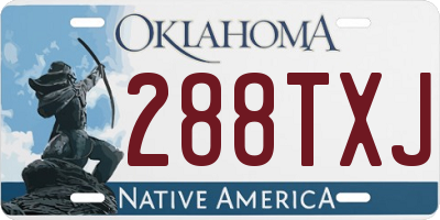 OK license plate 288TXJ
