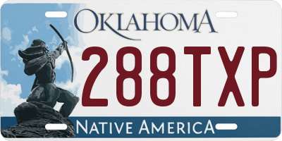 OK license plate 288TXP