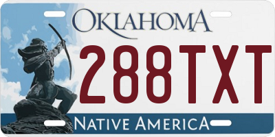 OK license plate 288TXT