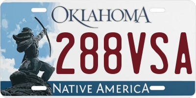 OK license plate 288VSA