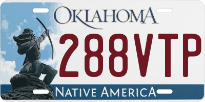 OK license plate 288VTP
