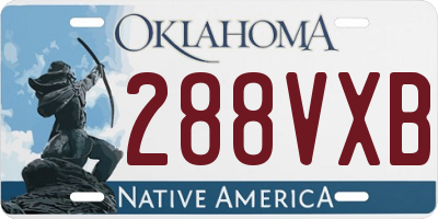 OK license plate 288VXB