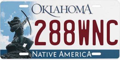OK license plate 288WNC