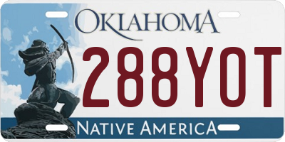 OK license plate 288YOT