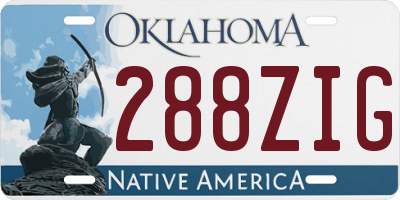 OK license plate 288ZIG
