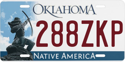 OK license plate 288ZKP