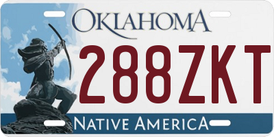 OK license plate 288ZKT