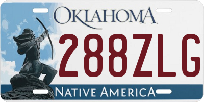 OK license plate 288ZLG
