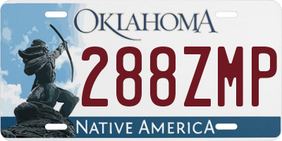 OK license plate 288ZMP