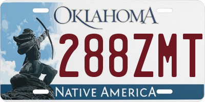 OK license plate 288ZMT