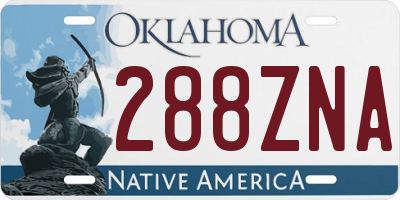 OK license plate 288ZNA