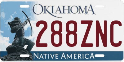 OK license plate 288ZNC