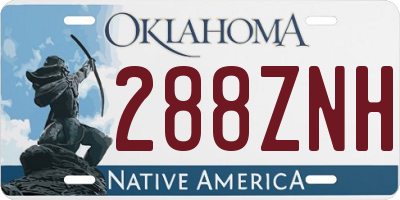 OK license plate 288ZNH