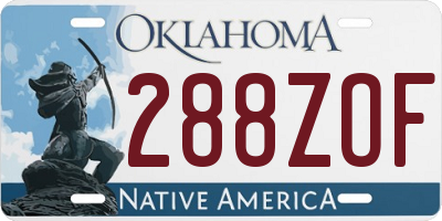 OK license plate 288ZOF