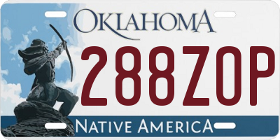 OK license plate 288ZOP