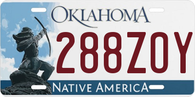 OK license plate 288ZOY