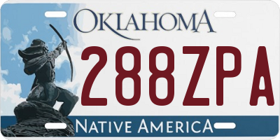 OK license plate 288ZPA