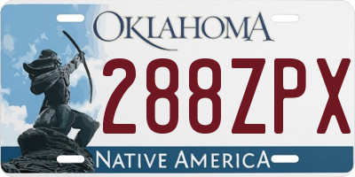 OK license plate 288ZPX