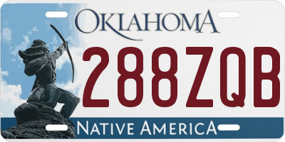 OK license plate 288ZQB