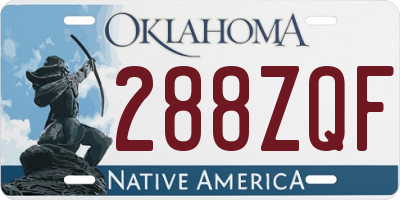 OK license plate 288ZQF