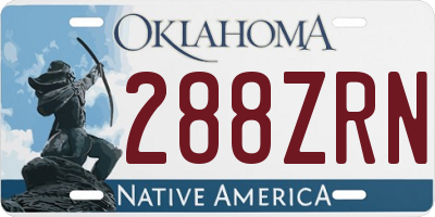 OK license plate 288ZRN