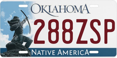 OK license plate 288ZSP