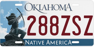 OK license plate 288ZSZ