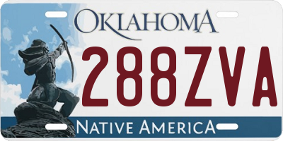 OK license plate 288ZVA