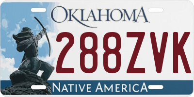 OK license plate 288ZVK