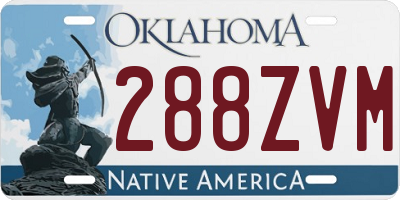 OK license plate 288ZVM