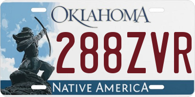 OK license plate 288ZVR