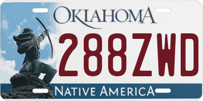 OK license plate 288ZWD