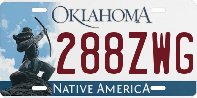 OK license plate 288ZWG