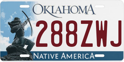 OK license plate 288ZWJ