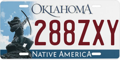 OK license plate 288ZXY