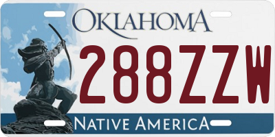 OK license plate 288ZZW