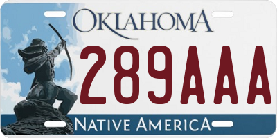 OK license plate 289AAA