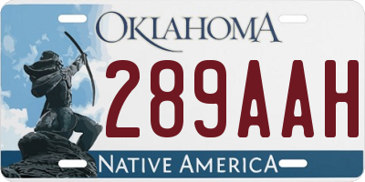 OK license plate 289AAH