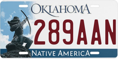 OK license plate 289AAN